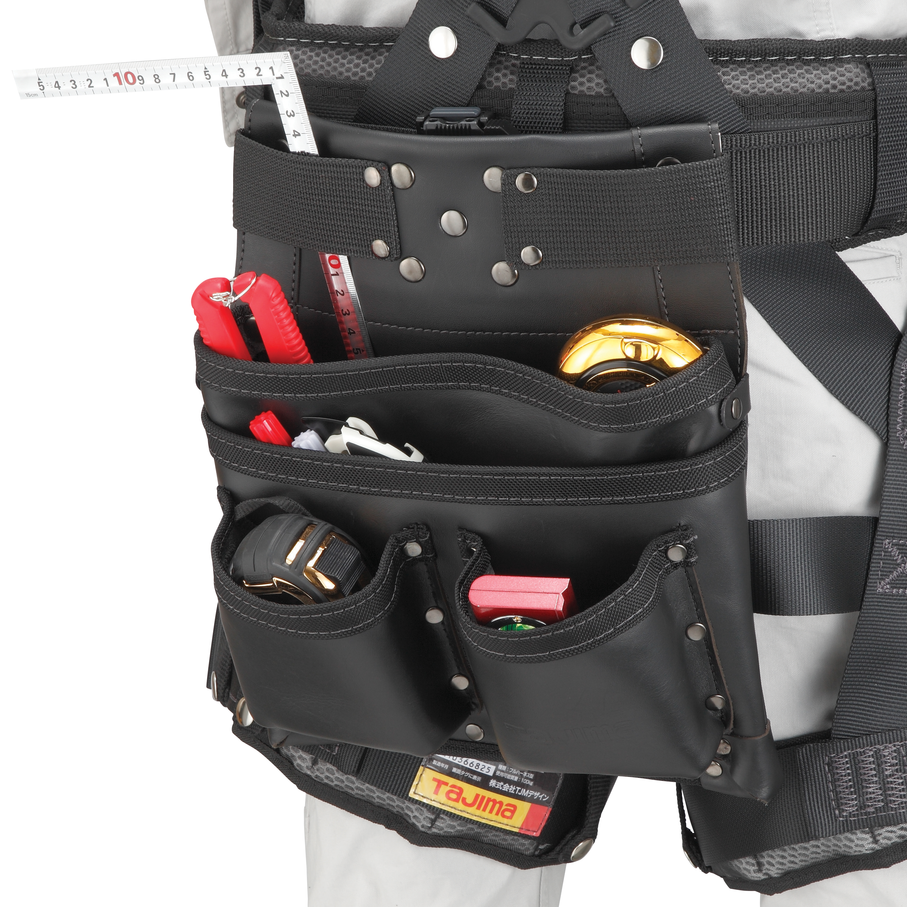 Tajima REAL LEATHER 本革 釘袋 3段 大 新品未使用品 Tajima REAL LEATHER 本革 釘袋 3段 大 新品未使用品