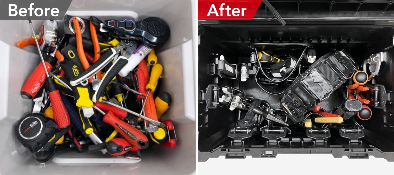 Before/After 利用快扣將工具整齊收納